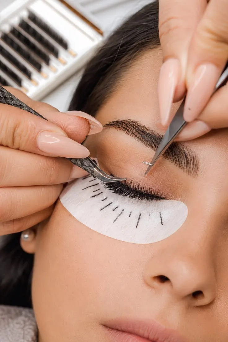 Close-up of an eyelash treatment